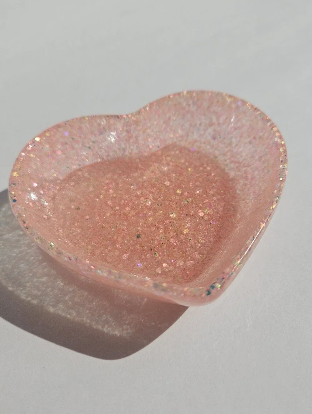 Handmade Pink Glitter Mini Heart Dish Princess Decor Girly Cute Tray Fairycore